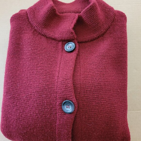 Red Sweater COCOGIO made in Italy - Large button up 50% Merino wool/ Acrylic - Picture 16 of 16